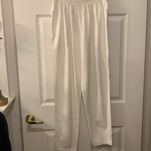 VTG 8O’S LIZ&CO WHITE KNIT PULL-ON PANT/ELASTIC WAIST::SIDE POCKETS::SZ L